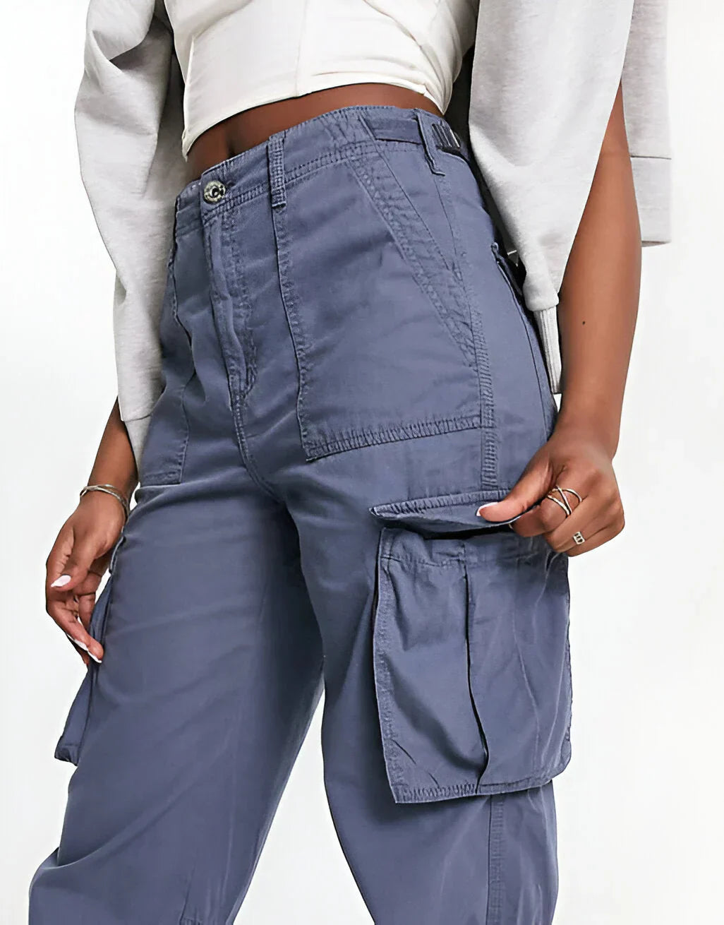 Milky | Adjustable Waist Cargo Pants