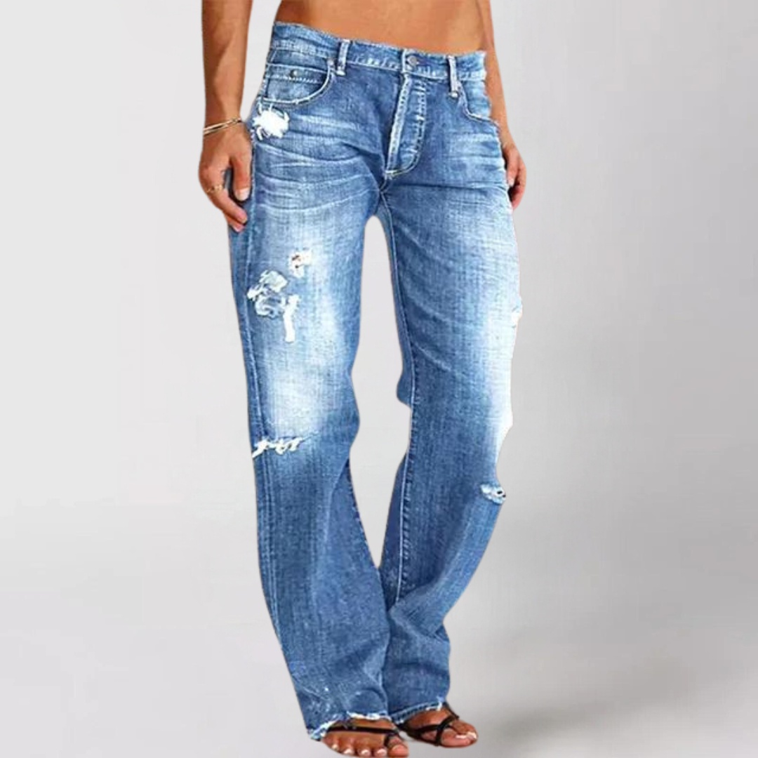 Julia | Loose Tattered Denim Jeans