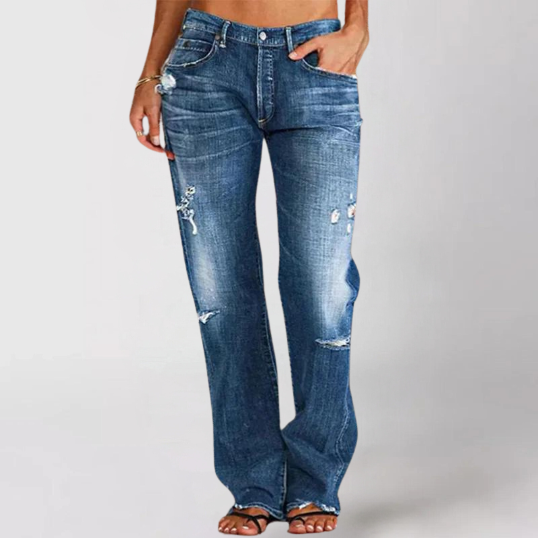 Julia | Loose Tattered Denim Jeans