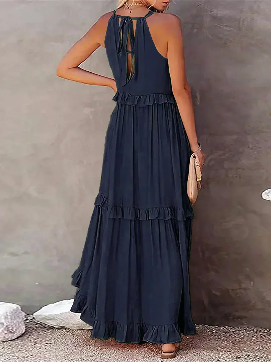 Emily | Halter Ruffle Maxi Dress