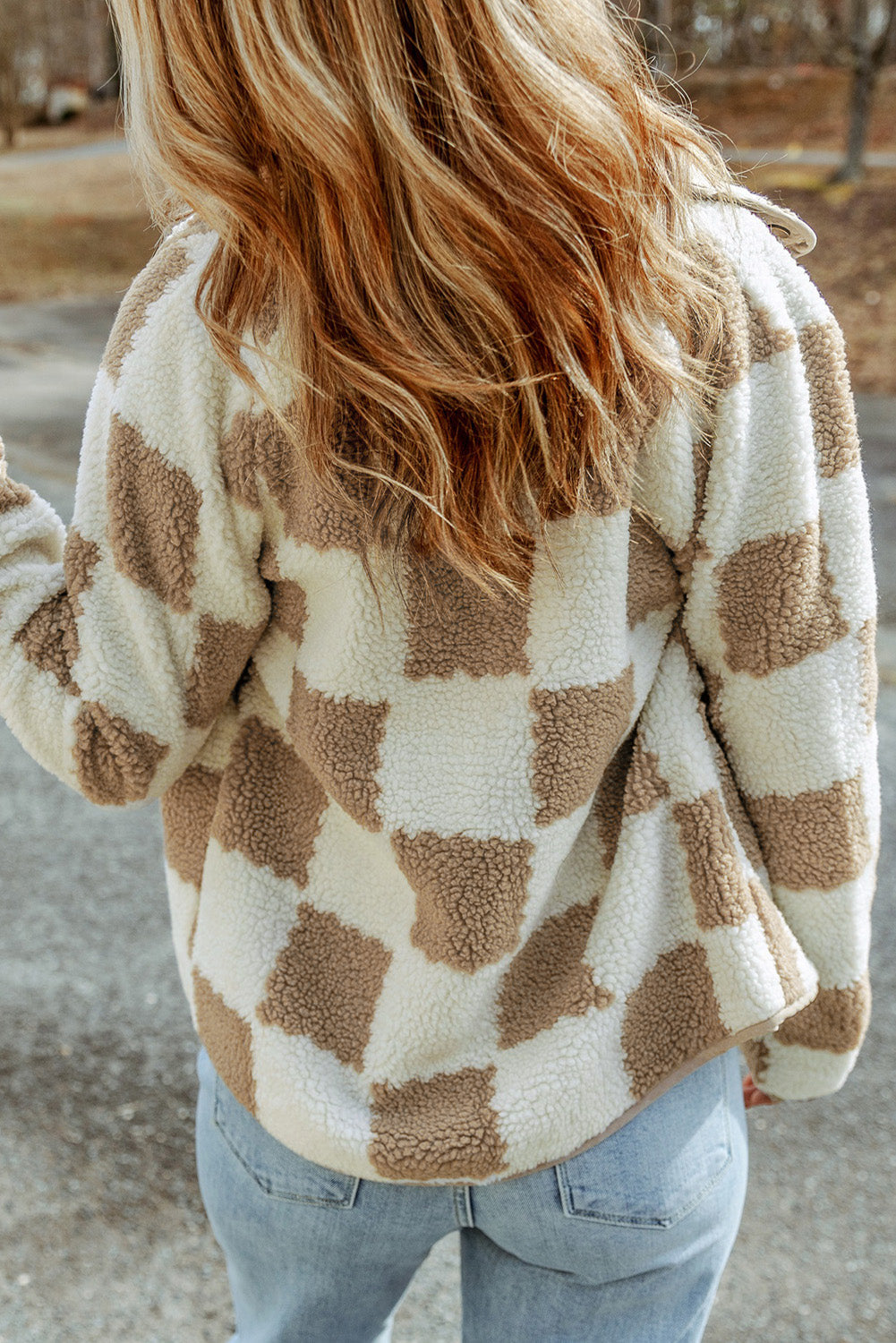 Cathy | Brown Plaid Sherpa Jacket