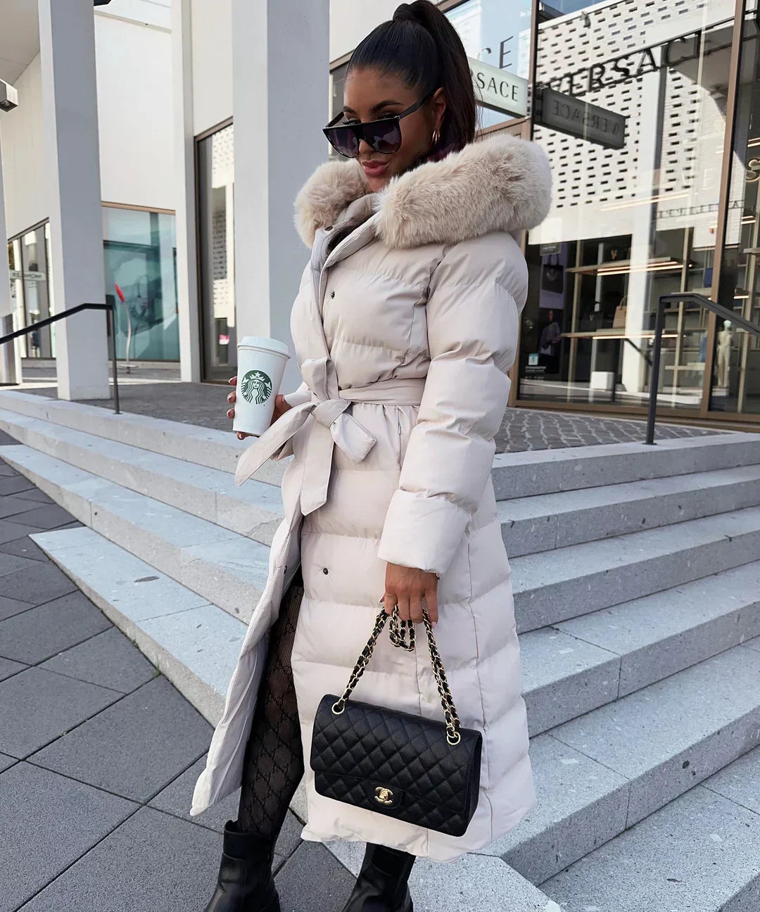 Analou | Maxi Winter Jacket with Fur Collar