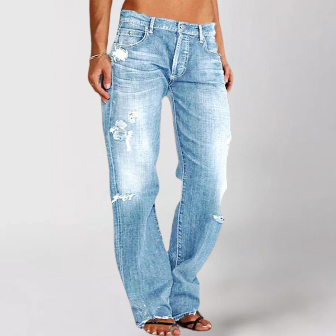 Julia | Loose Tattered Denim Jeans