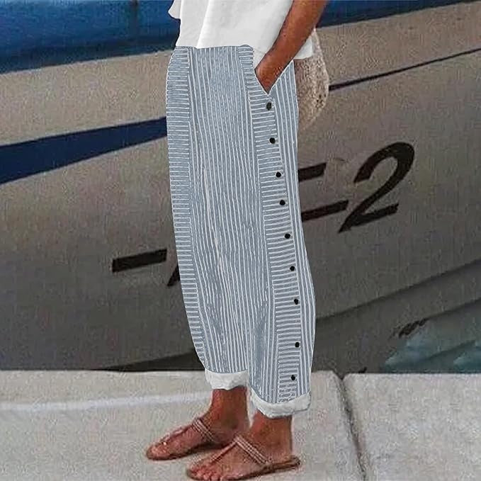 Jackie | Pants with Striped Button Details