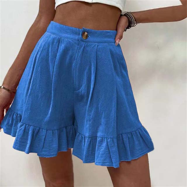 Jillian | Flowy Fabric Shorts with Ruffled Hem