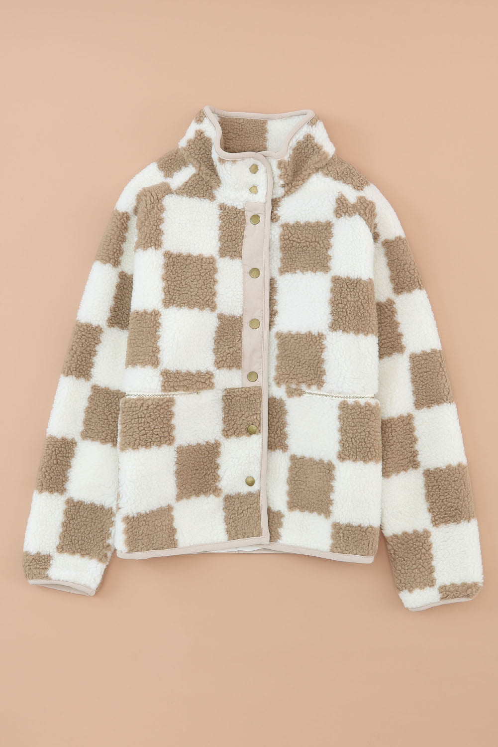 Cathy | Brown Plaid Sherpa Jacket