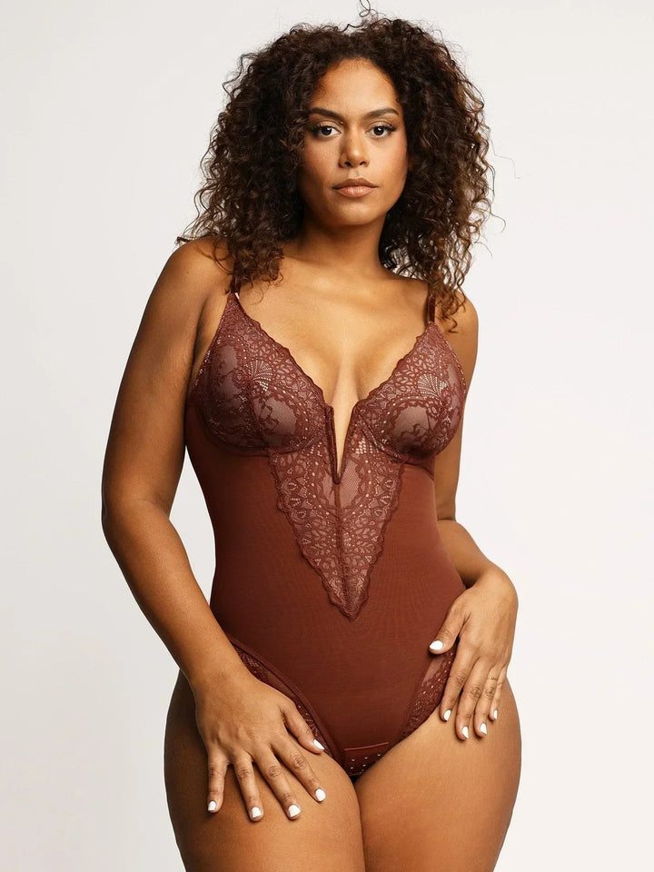 Jeannette | Shapewear Bodysuit with Deep V-Neck