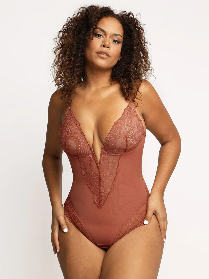 Jeannette | Shapewear Bodysuit with Deep V-Neck