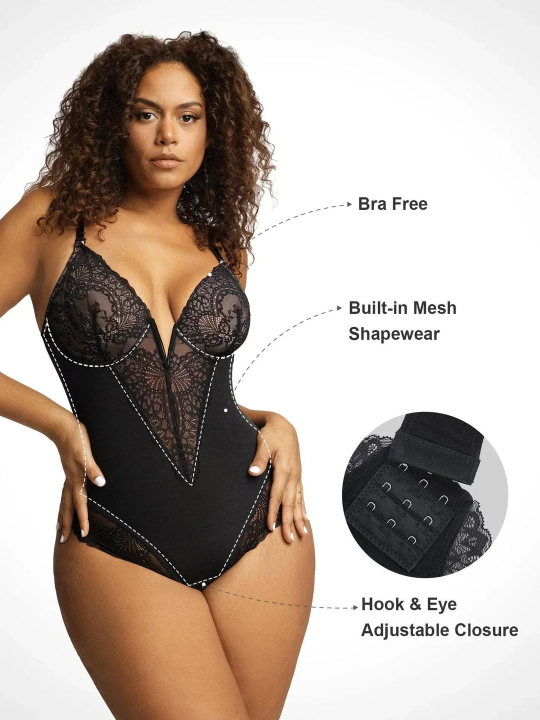 Jeannette | Shapewear Bodysuit with Deep V-Neck