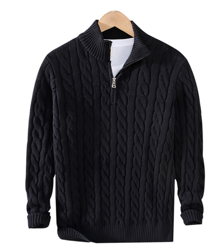 Isaiah | Half-Zip Cabled Knit Sweater