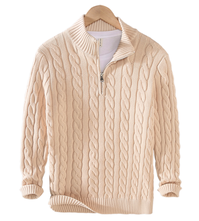 Isaiah | Half-Zip Cabled Knit Sweater