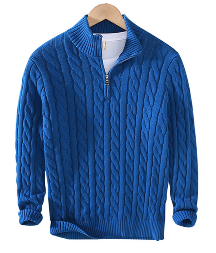 Isaiah | Half-Zip Cabled Knit Sweater