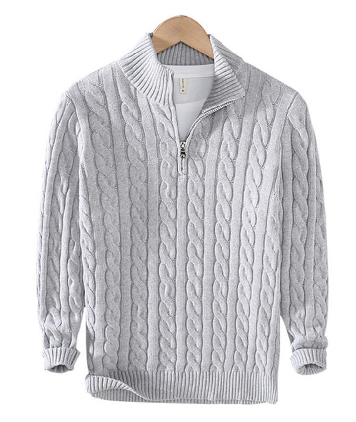 Isaiah | Half-Zip Cabled Knit Sweater