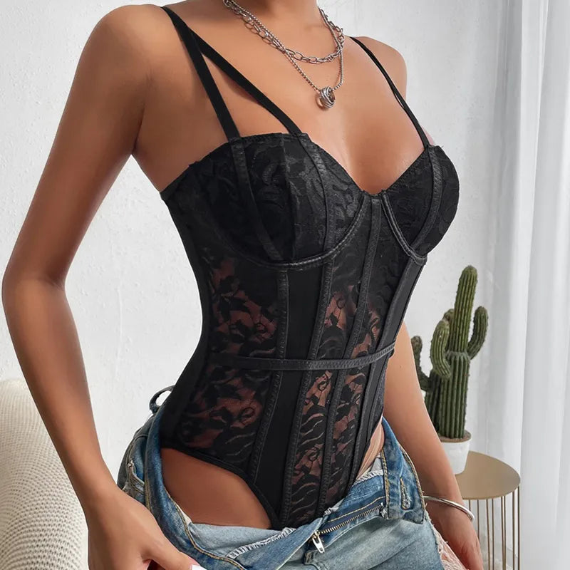 Alisha | Embroidered Corset Bodysuit