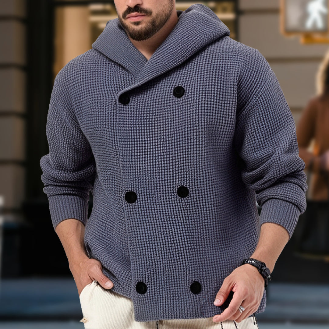 Thomas | Double-Breasted Cardigan with Hood