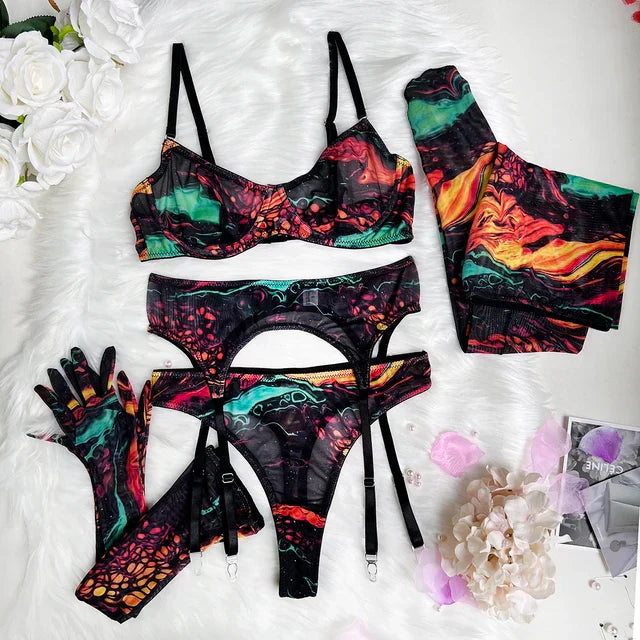 Myra | 5-Piece Tie Dye Lingerie Set