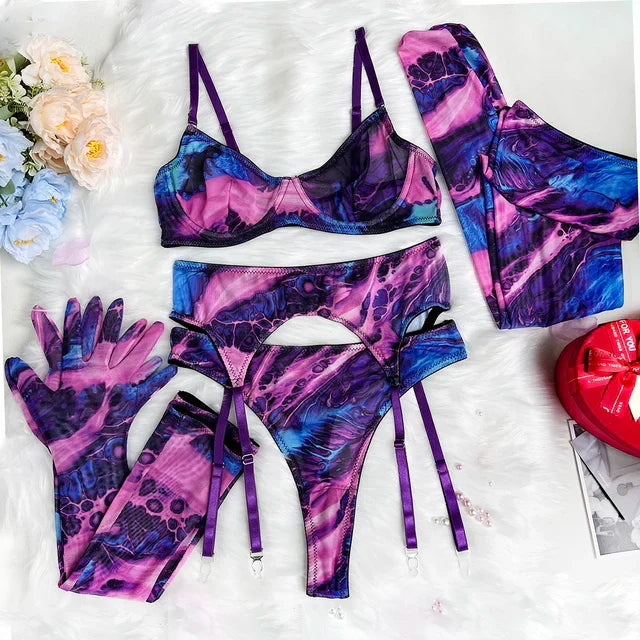 Myra | 5-Piece Tie Dye Lingerie Set