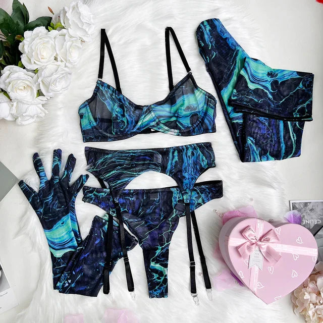 Myra | 5-Piece Tie Dye Lingerie Set