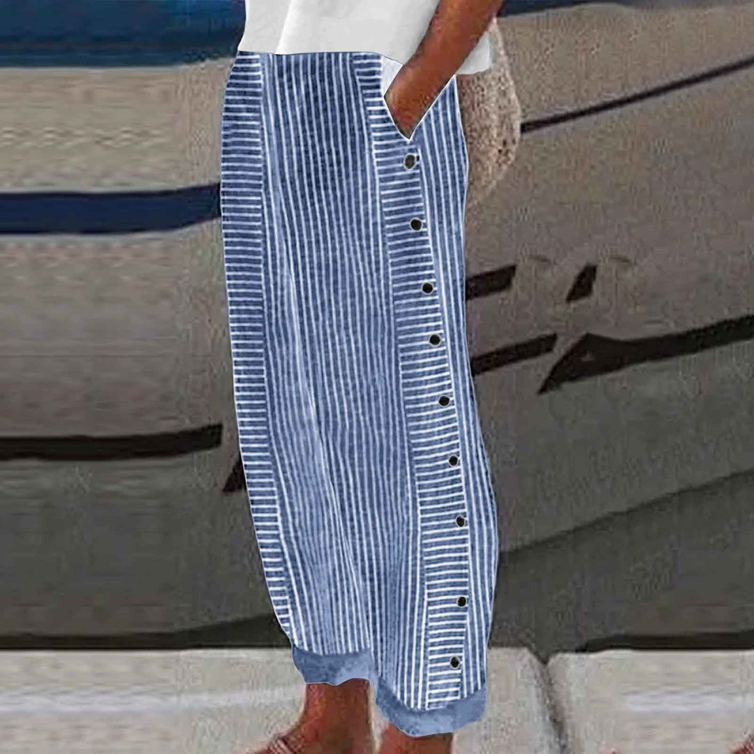 Jackie | Pants with Striped Button Details