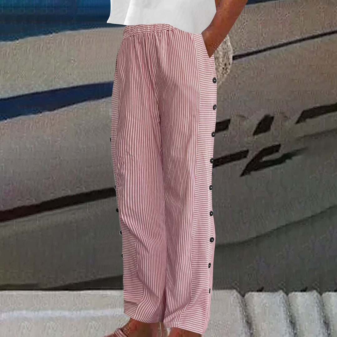 Jackie | Pants with Striped Button Details