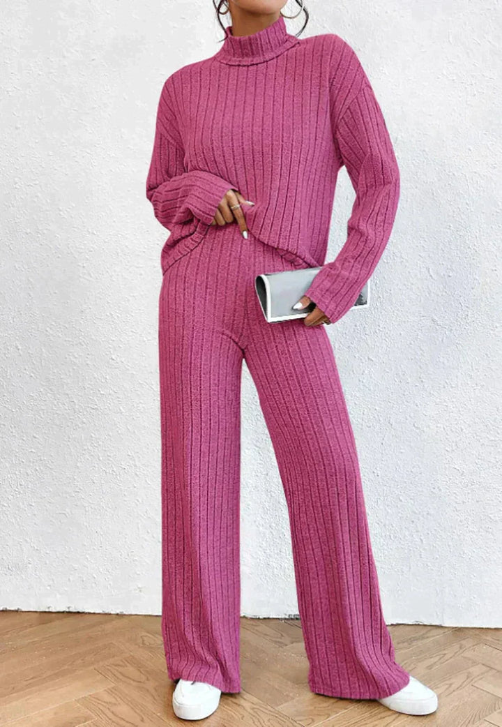 Brianna | Classic Ribbed Set Ribbed Turtleneck, Loose Pants