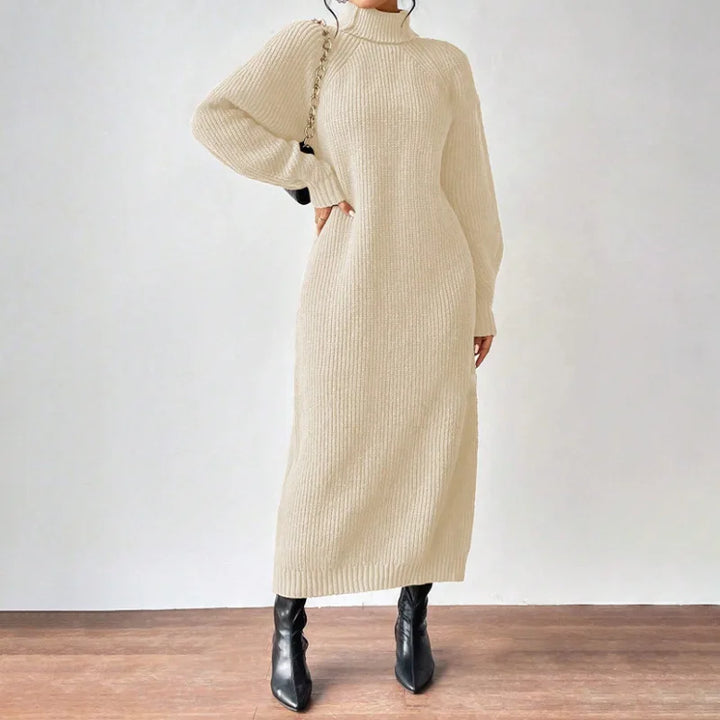 Ava | Solid Knit Turtleneck Dress