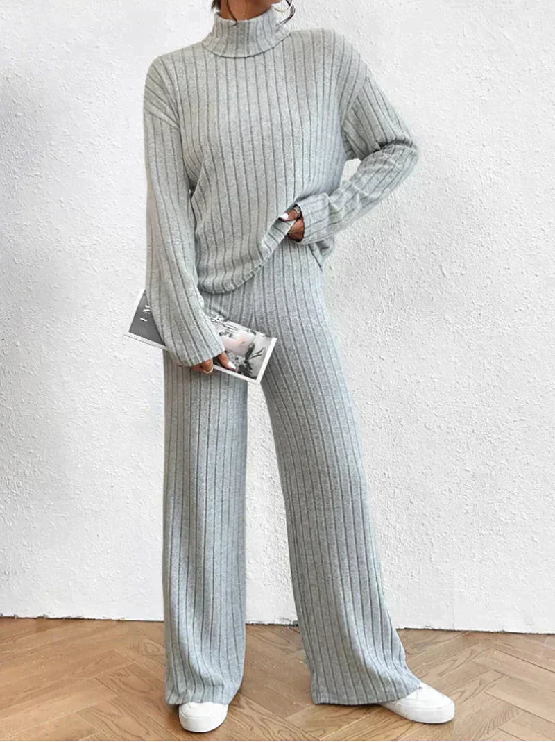 Brianna | Classic Ribbed Set Ribbed Turtleneck, Loose Pants