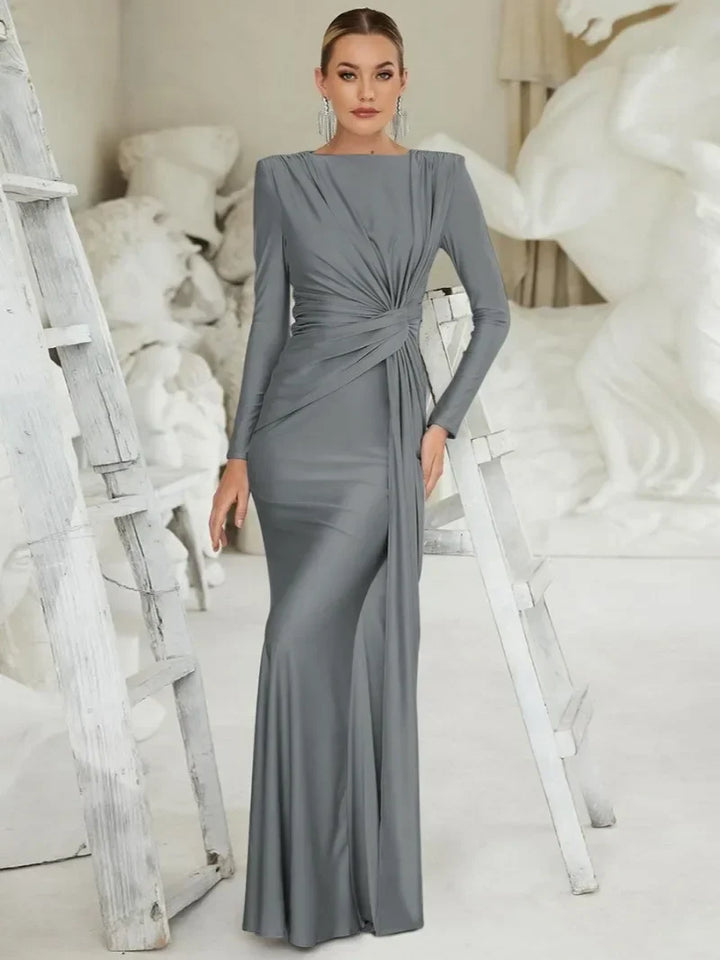 Trisha | Elegant Draped Long-Sleeve Gown