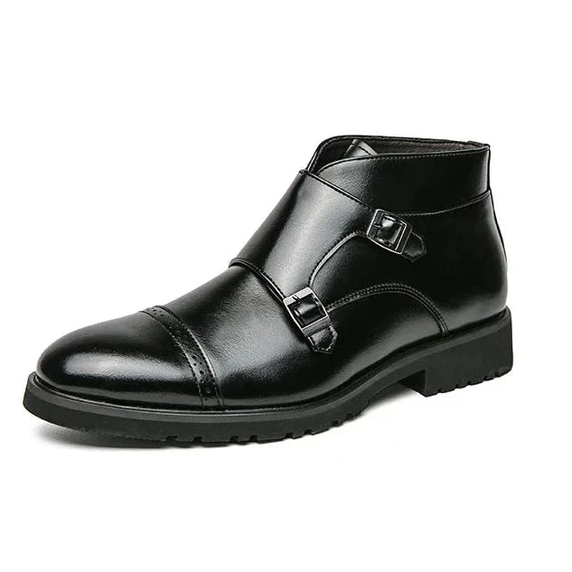 Lillie | Double Monk Leather Boots with Straps