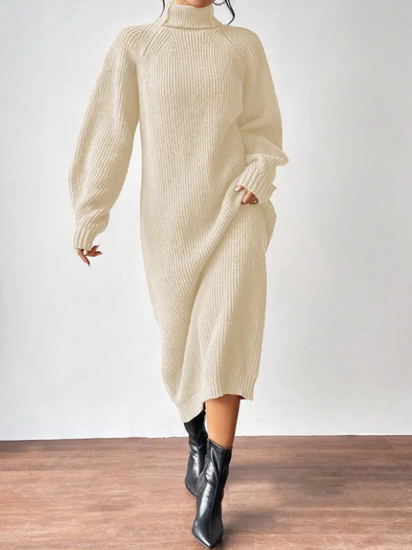 Ava | Solid Knit Turtleneck Dress