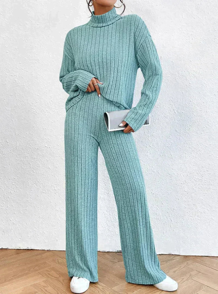 Brianna | Classic Ribbed Set Ribbed Turtleneck, Loose Pants