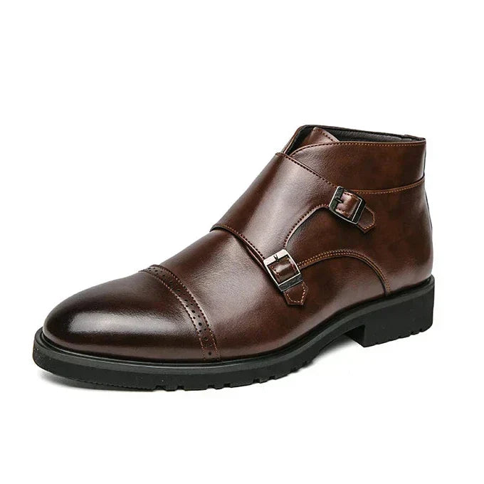 Lillie | Double Monk Leather Boots with Straps