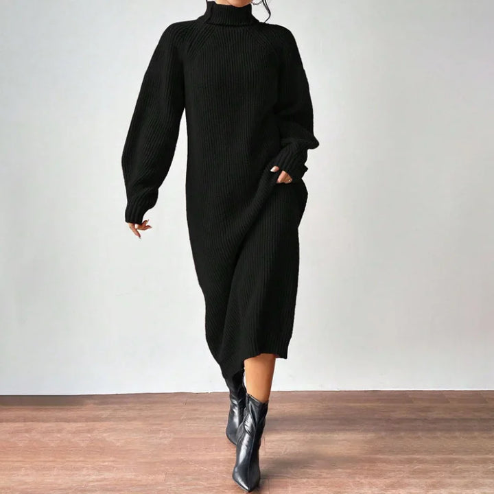 Ava | Solid Knit Turtleneck Dress