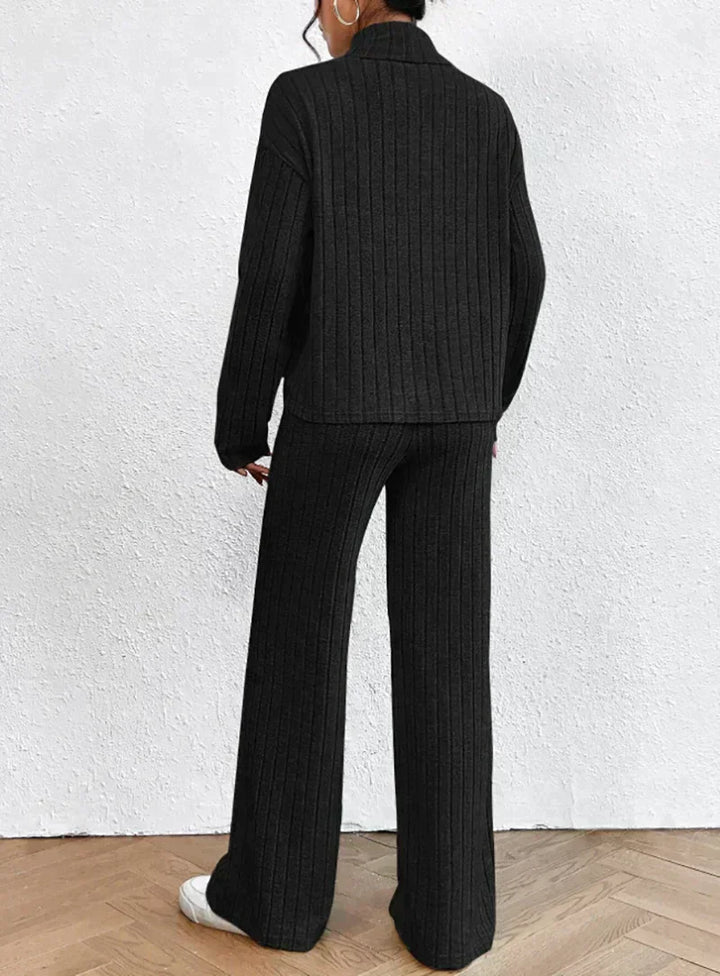 Brianna | Classic Ribbed Set Ribbed Turtleneck, Loose Pants