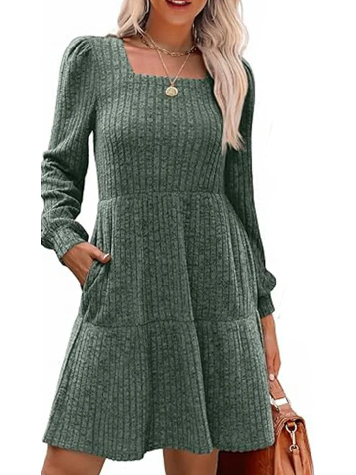 Erin Trend Round Neck Long Sleeved A-Line Dress