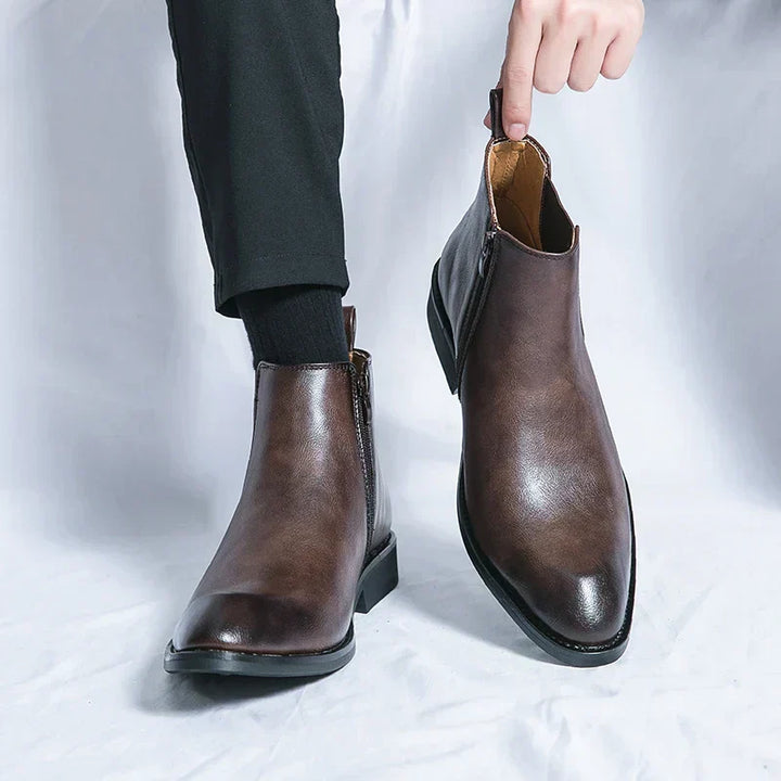 Chace | Leather Boots with Zipper