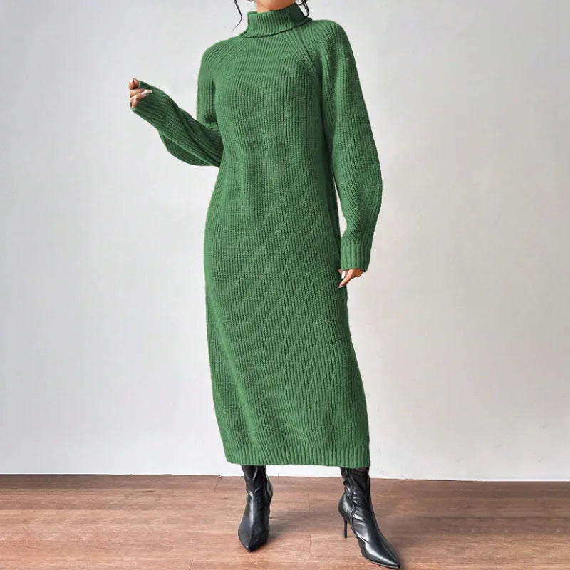 Ava | Solid Knit Turtleneck Dress