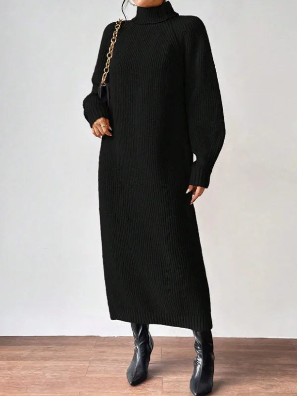 Ava | Solid Knit Turtleneck Dress