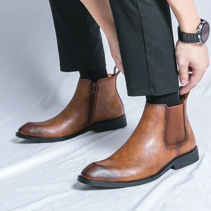 Chace | Leather Boots with Zipper