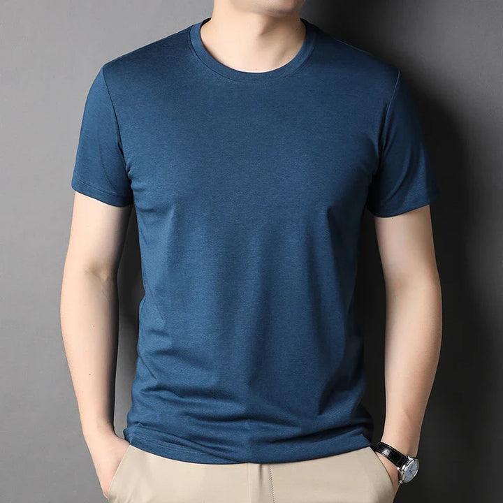 Mulberry Silk Summer Men's T-Shirts (Blue)