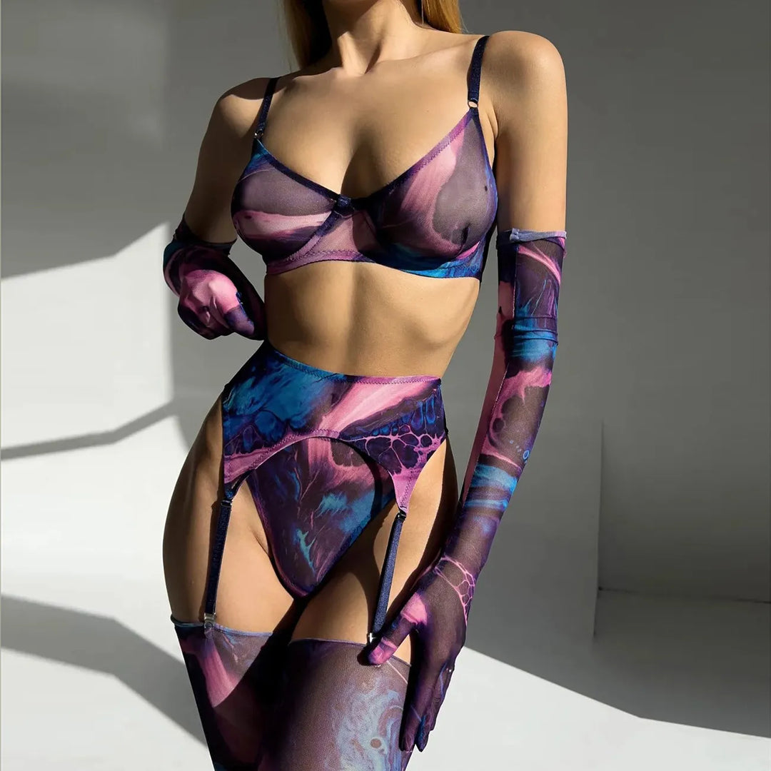 Myra | 5-Piece Tie Dye Lingerie Set