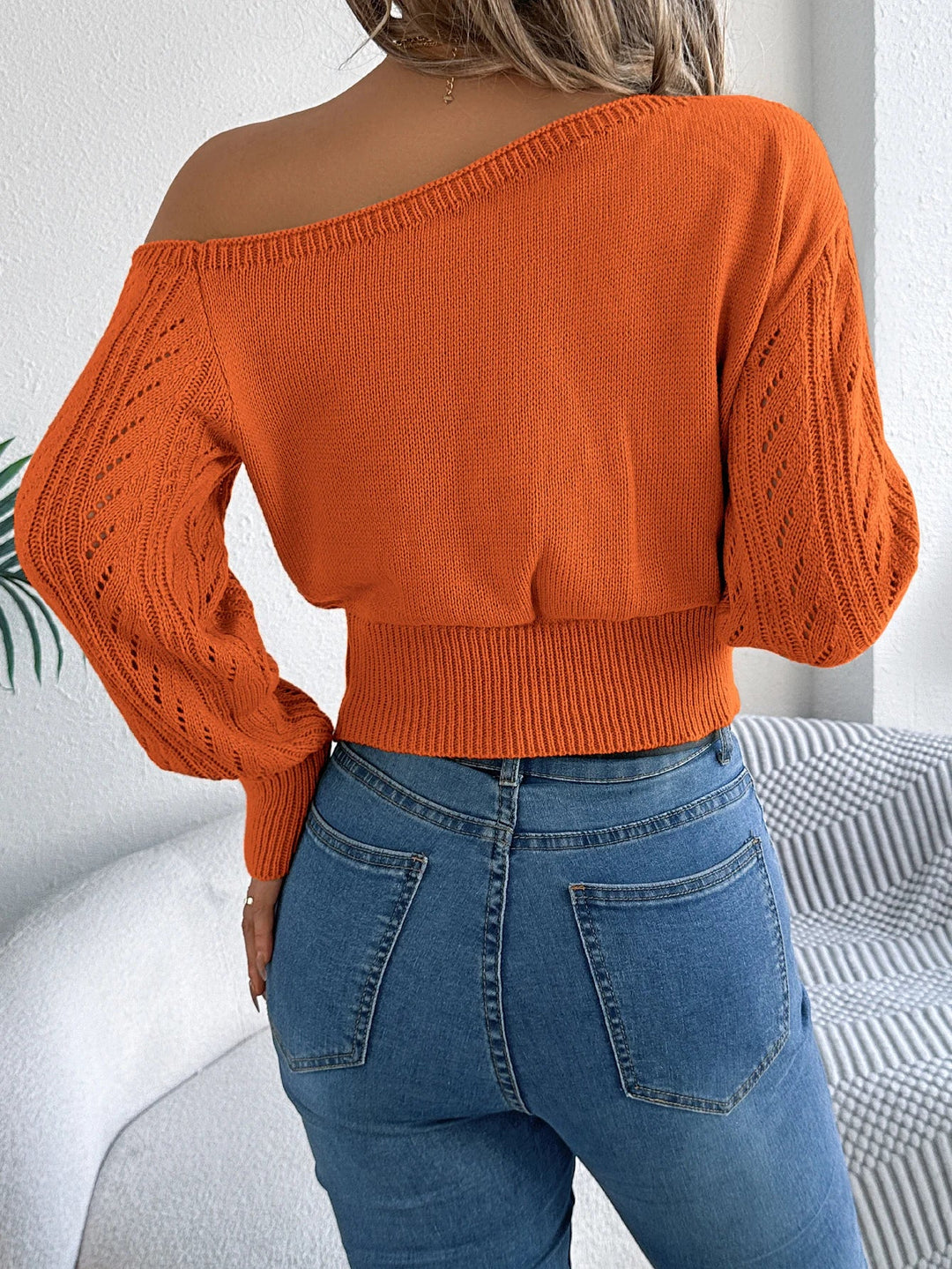 Leah | Off Shoulder Long Sleeve Knitted Sweater