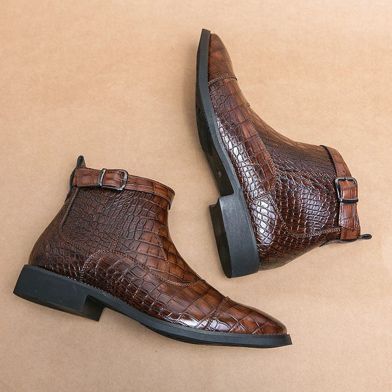 Derek | Leather Boots with Buckle