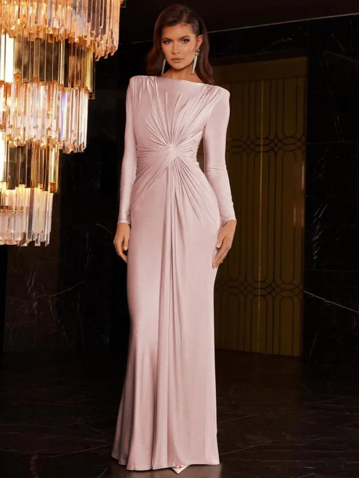 Trisha | Elegant Draped Long-Sleeve Gown