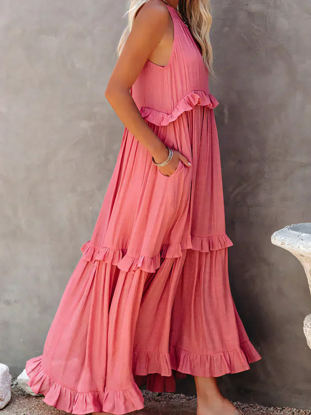 Emily | Halter Ruffle Maxi Dress