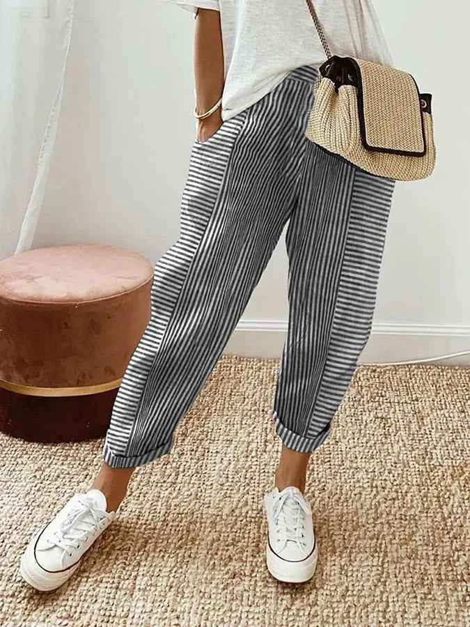 Sharon | Striped Cotton Pants