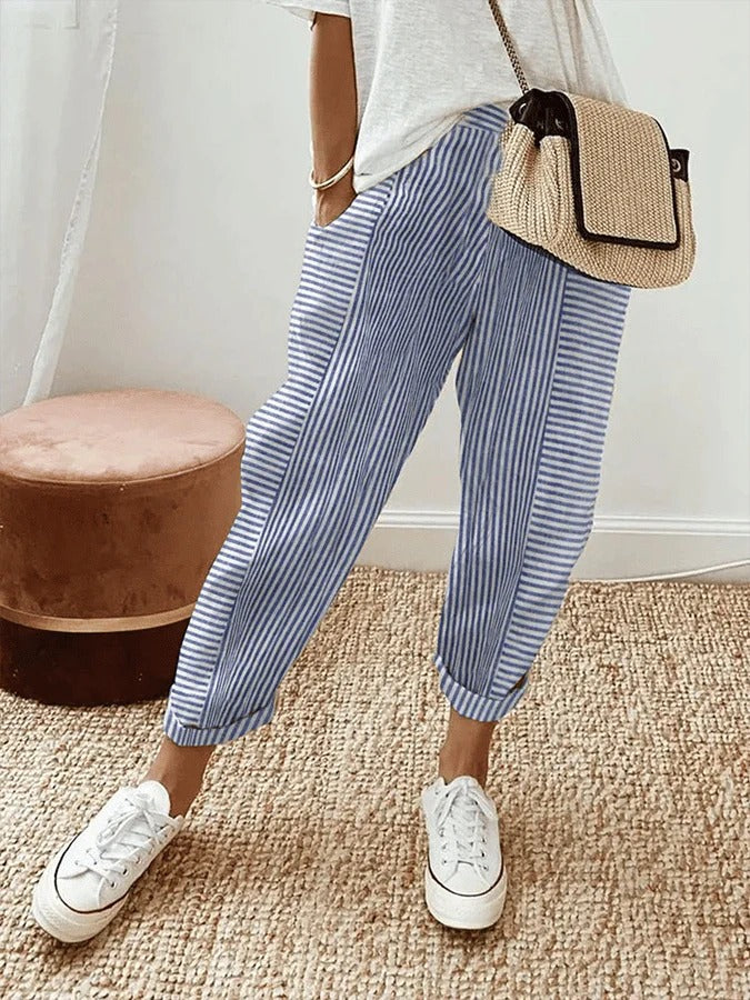 Sharon | Striped Cotton Pants