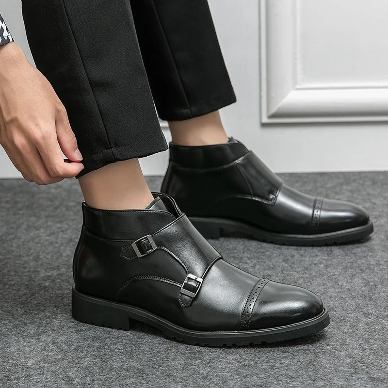 Lillie | Double Monk Leather Boots with Straps