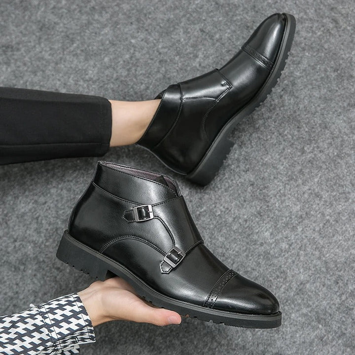 Lillie | Double Monk Leather Boots with Straps