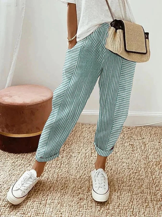 Sharon | Striped Cotton Pants